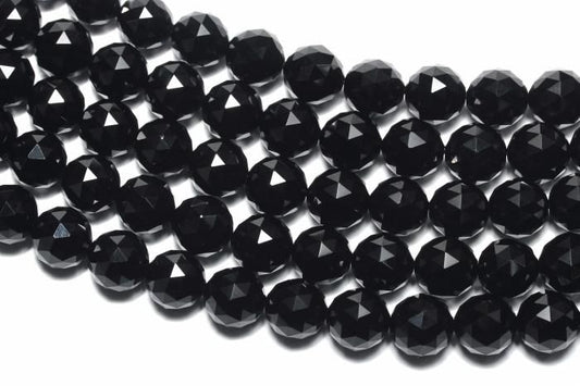 【AAAランク】モリオン(黒水晶)カットビーズ【12mm】半連(約20cm)〜 MOBMO-1014