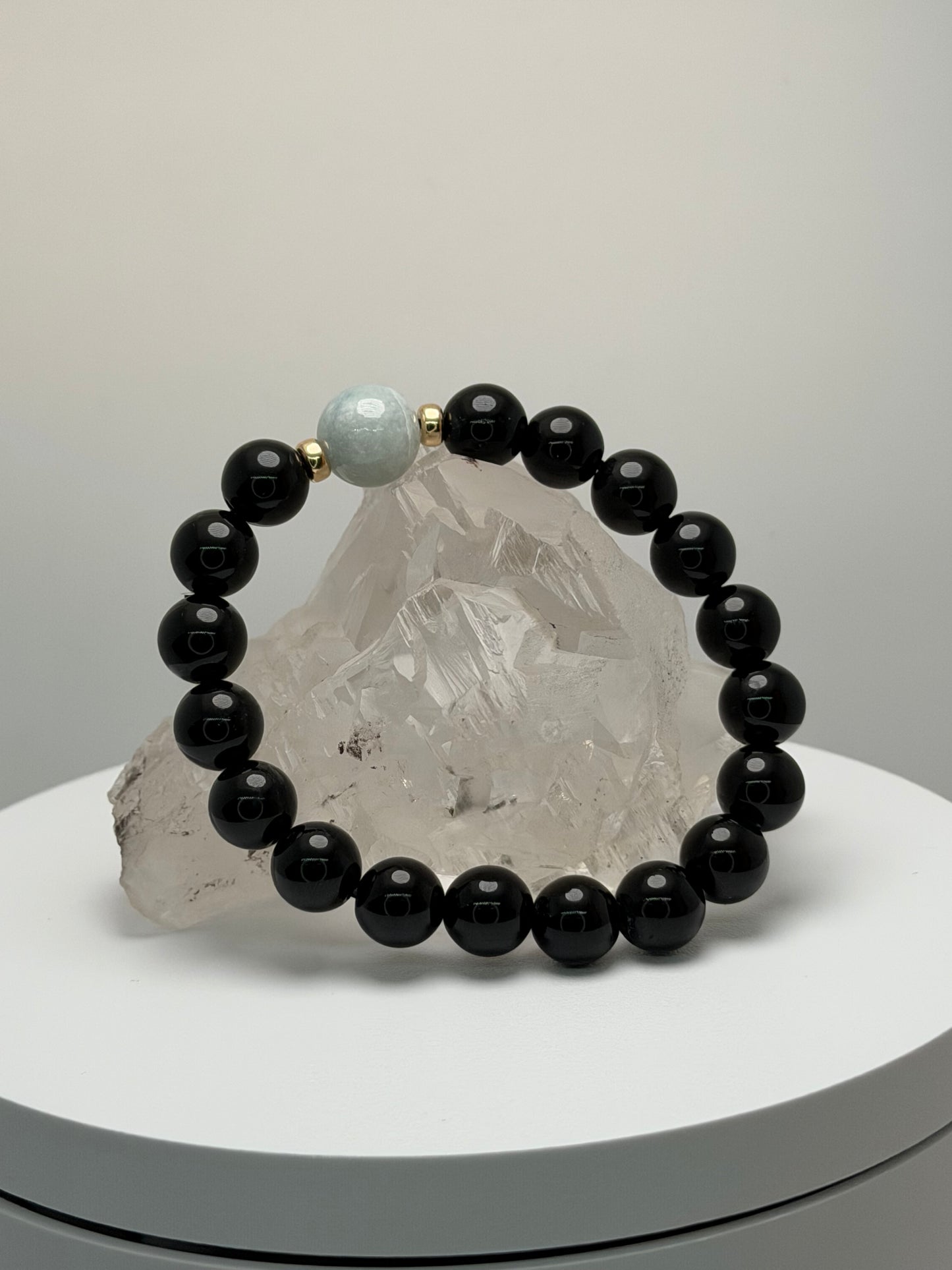 [ 高野山エネルギーチャージモリオン ] 糸魚川翡翠✖️モリオン　デザインブレス　001