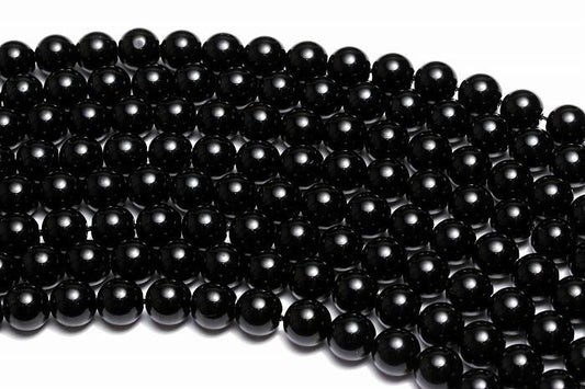 【AAAランク】モリオン(黒水晶)ビーズ【8mm】半連(約20cm)〜 MOBMO-1002