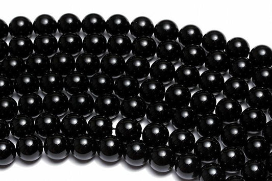 【AAAランク】モリオン(黒水晶)ビーズ【10mm】半連(約20cm)〜 MOBMO-1003