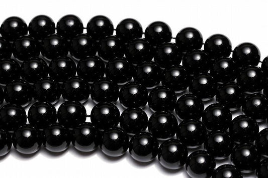 【AAAランク】モリオン(黒水晶)ビーズ【12mm】半連(約20cm)〜 MOBMO-1004