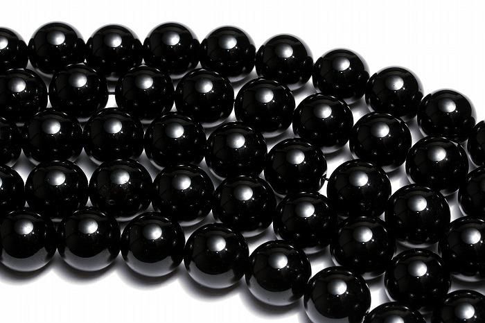 【AAAランク】モリオン(黒水晶)ビーズ【14mm】半連(約20cm)〜 MOBMO-1005