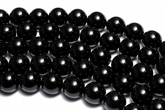 【AAAランク】モリオン(黒水晶)ビーズ【14mm】半連(約20cm)〜 MOBMO-1005