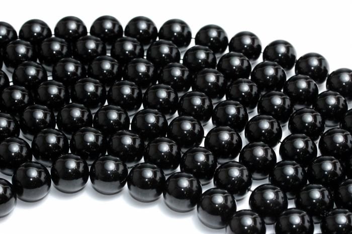 【AAAランク】モリオン(黒水晶)ビーズ【16mm】半連(約20cm)〜 MOBMO-1006