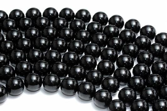 【AAAランク】モリオン(黒水晶)ビーズ【16mm】半連(約20cm)〜 MOBMO-1006