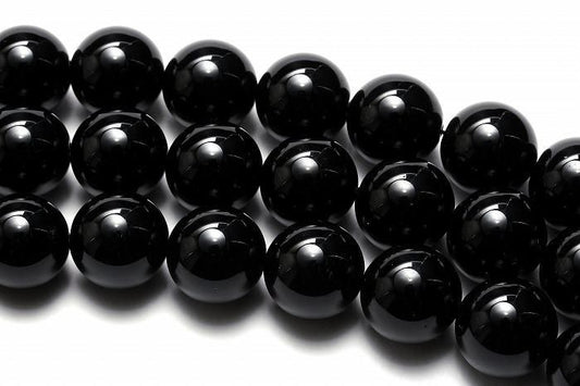 【AAAランク】モリオン(黒水晶)ビーズ【18mm】半連(約20cm)〜 MOBMO-1009