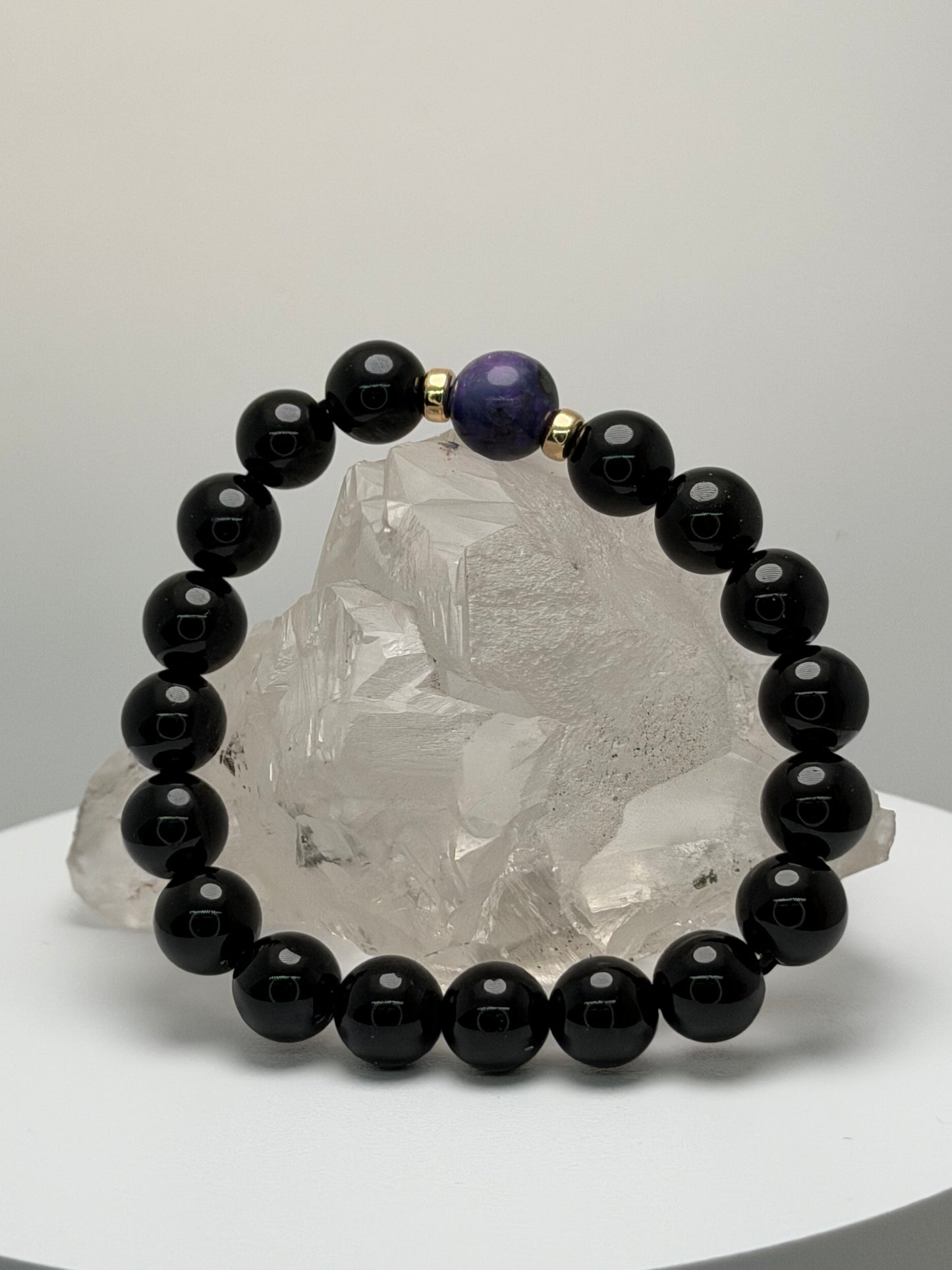 [ 高野山エネルギーチャージモリオン ] スギライト✖️モリオン　デザインブレス　002