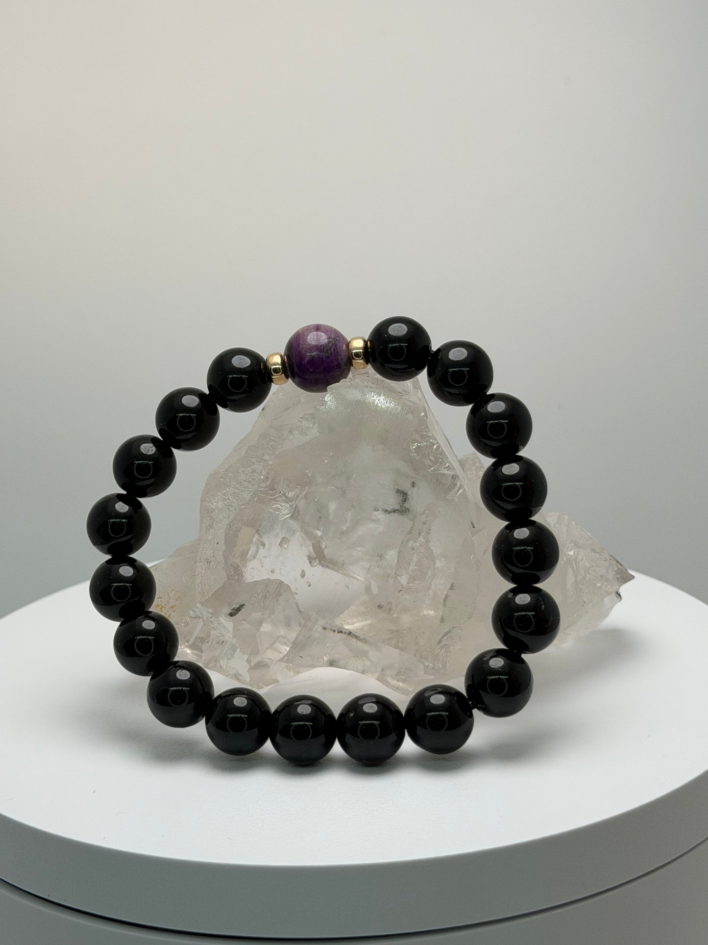 [ 高野山エネルギーチャージモリオン ] スギライト✖️モリオン　デザインブレス　003