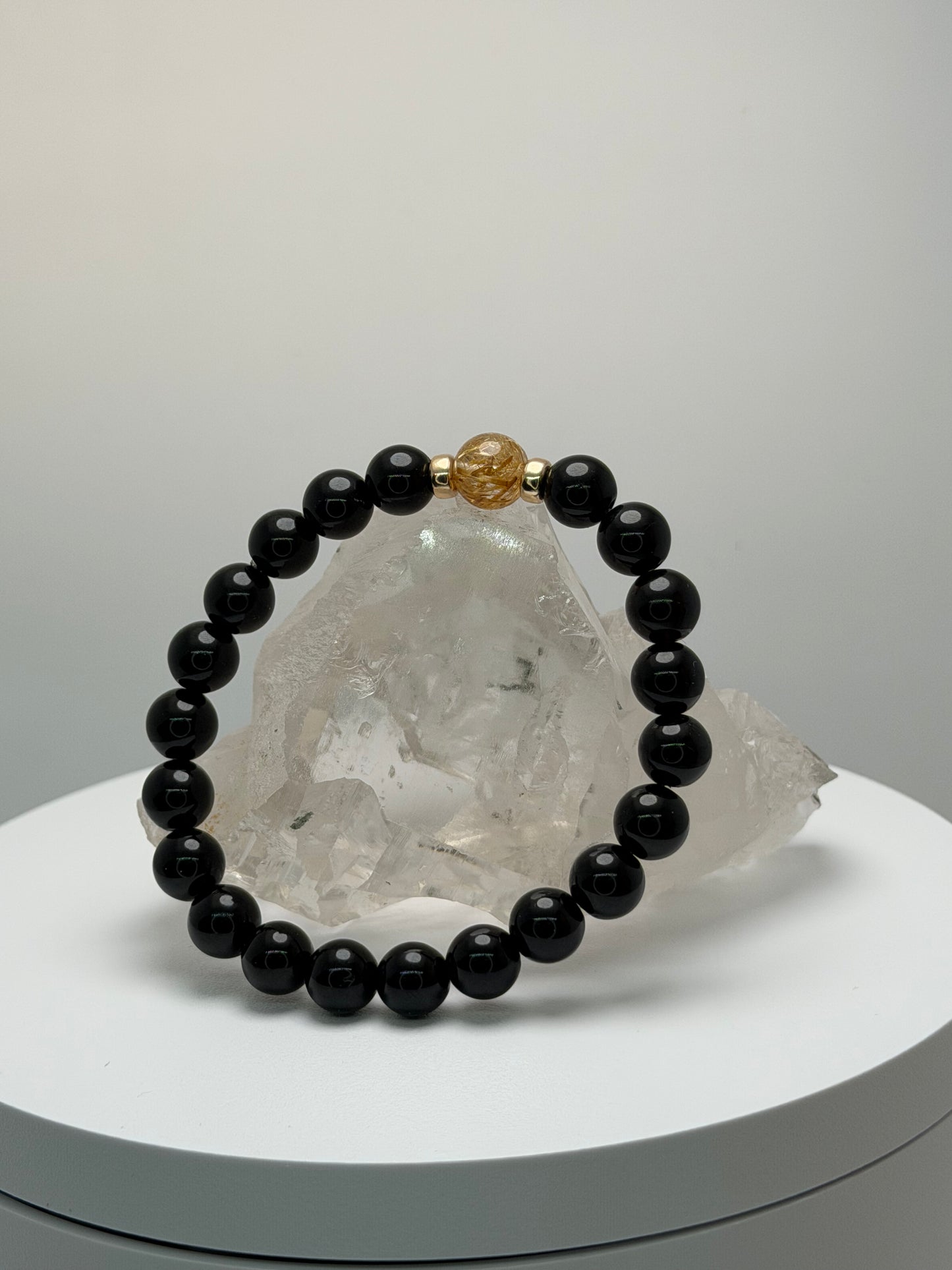 [ 高野山エネルギーチャージモリオン ] ルチルクォーツ✖️モリオン　デザインブレス　006