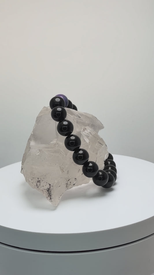 [ 高野山エネルギーチャージモリオン ] スギライト✖️モリオン　デザインブレス　002