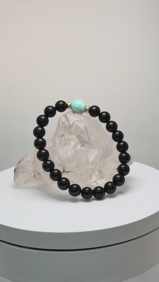 [ 高野山エネルギーチャージモリオン ] ラリマー✖️モリオン　デザインブレス　005