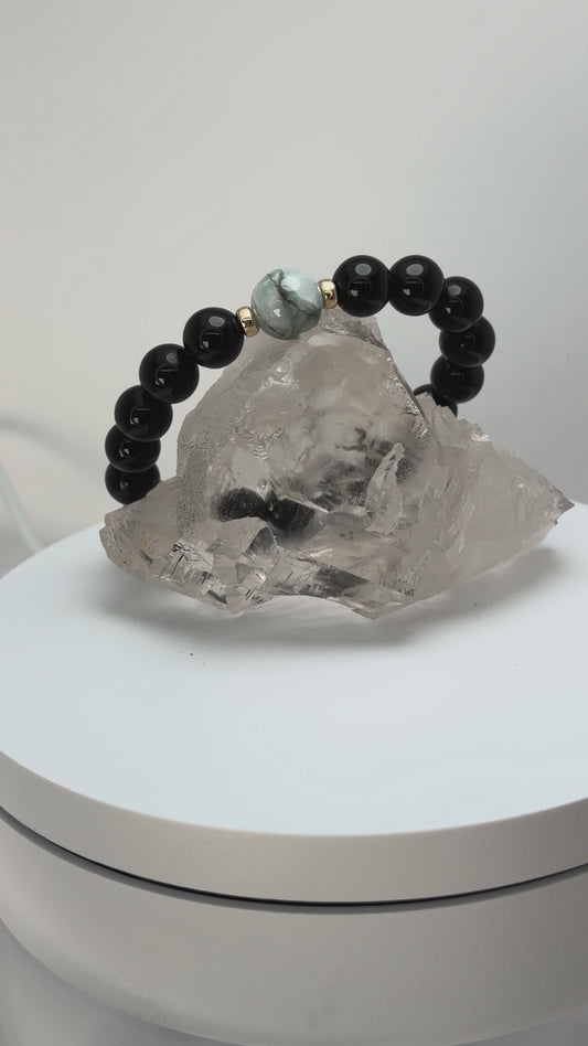 糸魚川翡翠✖️モリオン　デザインブレス　シミズ作製