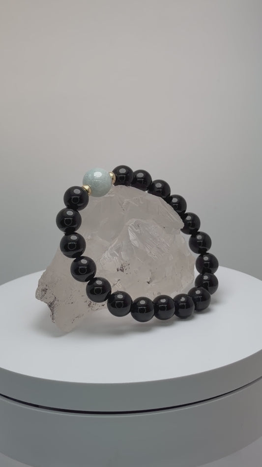 [ 高野山エネルギーチャージモリオン ] 糸魚川翡翠✖️モリオン　デザインブレス　001