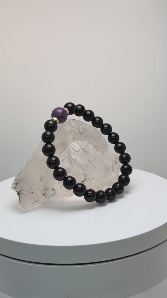 [ 高野山エネルギーチャージモリオン ] スギライト✖️モリオン　デザインブレス　004